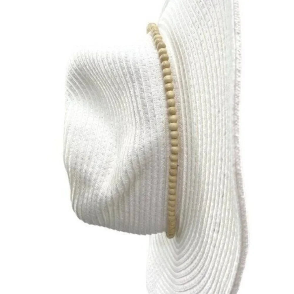 INC International Concepts Beaded White Straw Cowboy Fedora Hat